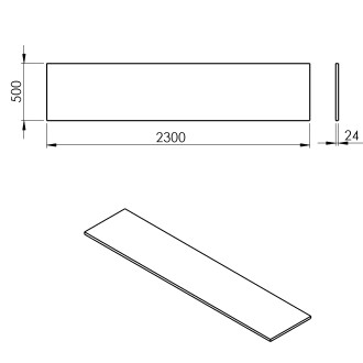 PLATO deska Rockstone 2300x24x500mm, bílá mat PL230-0101