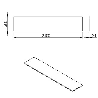 PLATO deska Rockstone 2400x24x500mm, bílá mat PL240-0101