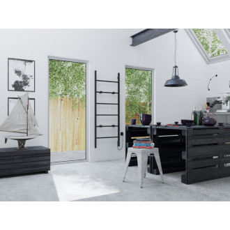 BARBO elektrický sušák ručníků, hranatý, 600x1600mm, 160 W, černá mat BB906