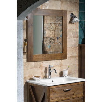 BRAND zrcadlo v dřevěném rámu 800x800mm, mořený smrk BA051S
