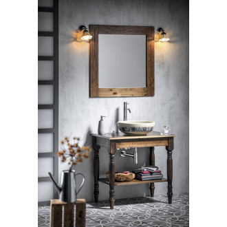 BRAND zrcadlo v dřevěném rámu 800x800mm, mořený smrk BA051S