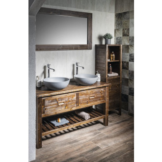BRAND zrcadlo v dřevěném rámu 1300x700mm, mořený smrk BA061S
