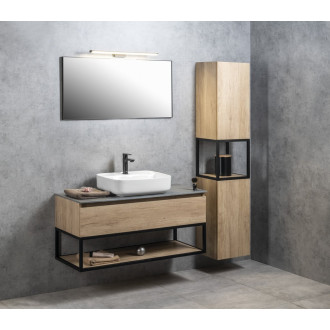 SKARA skříňka 35x171x32cm, 2x dvířka, levá/pravá, černá mat/dub Alabama CG010-2222