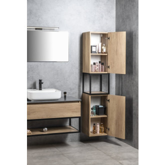 SKARA skříňka 35x171x32cm, 2x dvířka, levá/pravá, černá mat/dub Alabama CG010-2222