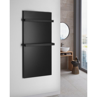 ENIS koupelnový sálavý topný panel 600W, 590x1200 držáky ručníků, IP44, černá mat RH600B-2