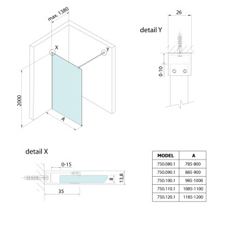 SPITZA sprchová zástěna WALK-IN, 900mm 750.090.1
