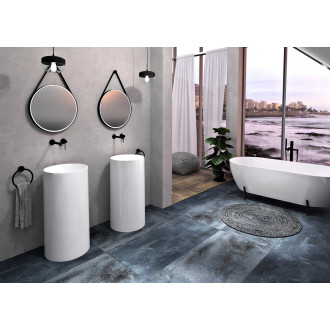 ALTONA umyvadlo volně stojící, litý mramor, průměr 43,5x85cm, kryt výpusti, bílá mat AT435