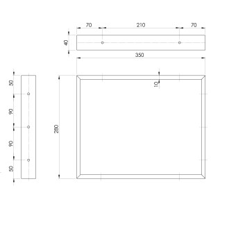 Podpěrná konzole 350x280x40mm, lakovaná ocel, černá mat, 1 ks 30375