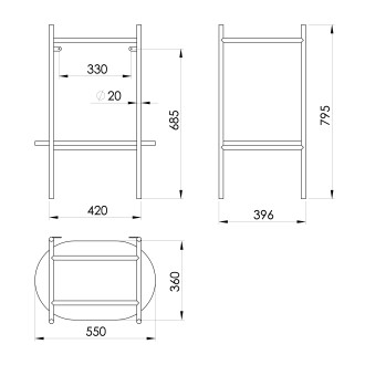PUNO podstavec pod umyvadlo 550x795x396mm, zlato mat SKA590-5