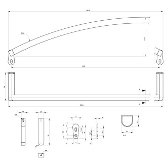 NORM čelní držák ručníků 50cm, pro umyvadlo 8646111, chrom PANMA50