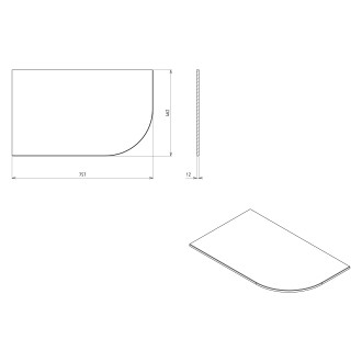 PULSE deska Rockstone 755x12x455mm, levá, bílá mat BM750-0101