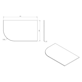 PULSE deska Rockstone 755x12x455mm, pravá, bílá mat BM760-0101