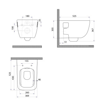 WALTER závěsná WC mísa, Rimless, 37x52,5cm, bílá 201.502.0