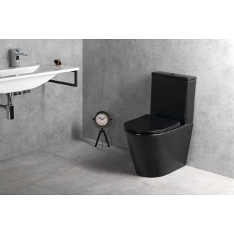 PACO RIMLESS WC kombi mísa s nádržkou, spodní/zadní odpad, černá mat PC1012WRB