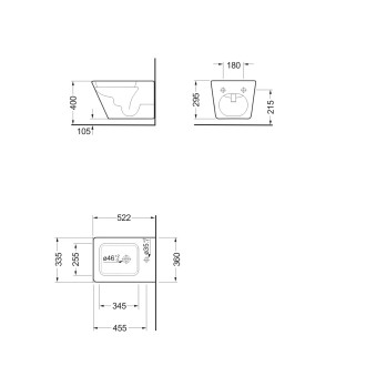 PORTO bidet závěsný, 36x52cm, bílá PZ4015