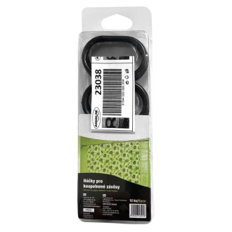 Kroužky na sprchový závěs 12 ks, plast, černá 23038