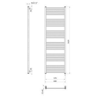 METRO-E elektrické otopné těleso rovné 600x1620 mm, 800 W, bílá ME616