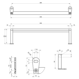 KUBE X držák ručníků 45cm, pro umyvadlo 9485, chrom PAKUBEX45