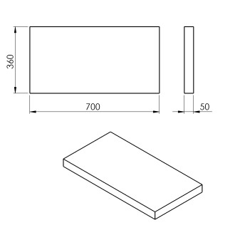 AVICE deska 70x36cm, cement AV0767