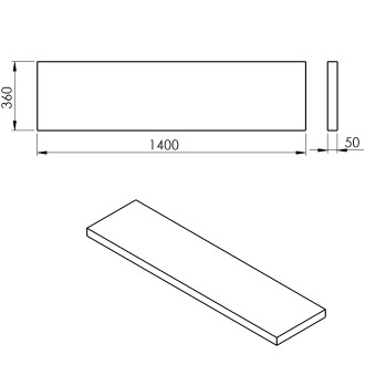 AVICE deska 140x36cm, cement AV1467