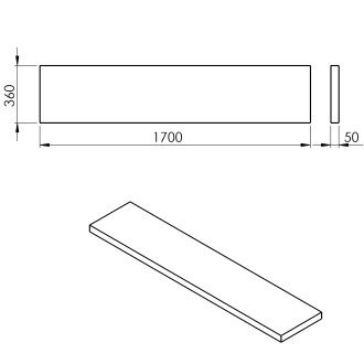 AVICE deska 170x36cm, cement AV1767