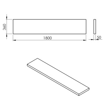 AVICE deska 180x36cm, cement AV1867