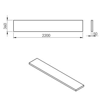 AVICE deska 220x36cm, dub Rover AV2264