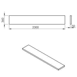 AVICE deska 230x36cm, cement AV2367
