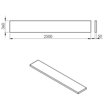AVICE deska 250x36cm, cement AV2567