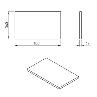 PLATO deska Rockstone 600x24x360mm, bílá mat PL066-0101