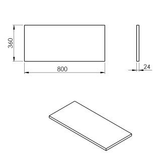 PLATO deska Rockstone 800x24x360mm, bílá mat PL086-0101