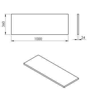 PLATO deska Rockstone 1000x24x360mm, bílá mat PL106-0101