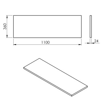 PLATO deska Rockstone 1100x24x360mm, bílá mat PL116-0101