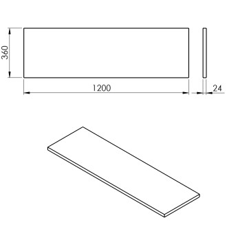 PLATO deska Rockstone 1200x24x360mm, bílá mat PL126-0101