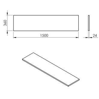 PLATO deska Rockstone 1500x24x360mm, bílá mat PL156-0101
