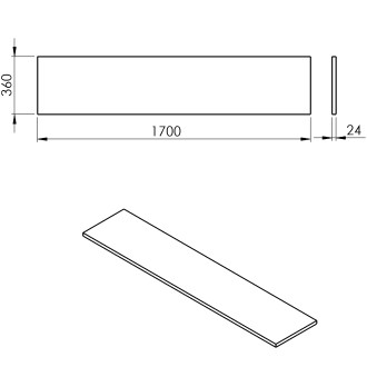 PLATO deska Rockstone 1700x24x360mm, bílá mat PL176-0101
