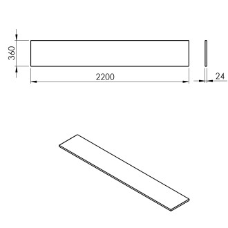 PLATO deska Rockstone 2200x24x360mm, bílá mat PL226-0101