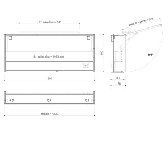 CLOE galerka s LED osvětlením 120x50x18cm, dub alabama CE120-0022