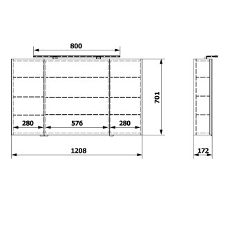 RIWA galerka s LED osvětlením, 3x dvířka, 121x70x17cm, dub alabama RIW120-0022