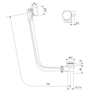 Vanová souprava s napouštěním, bovden, délka 775mm, zátka 72mm, zlato mat 71685GB