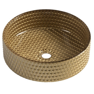 MARAGUA skleněné gravírované umyvadlo na desku ? 39,5 cm, zlatá TY214Z