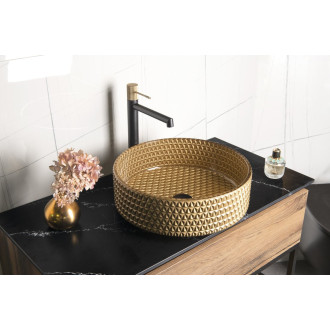 MARAGUA skleněné gravírované umyvadlo na desku ? 39,5 cm, zlatá TY214Z