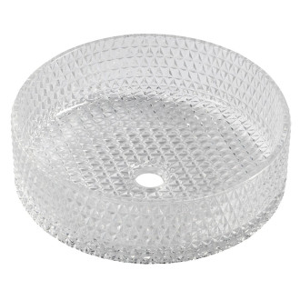 MARAGUA skleněné gravírované umyvadlo na desku ? 39,5 cm, čirá TY214CL