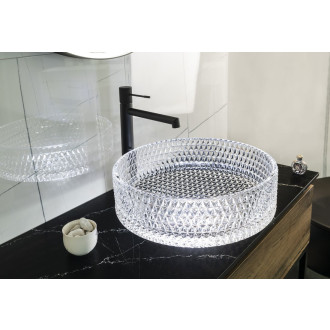 MARAGUA skleněné gravírované umyvadlo na desku ? 39,5 cm, čirá TY214CL