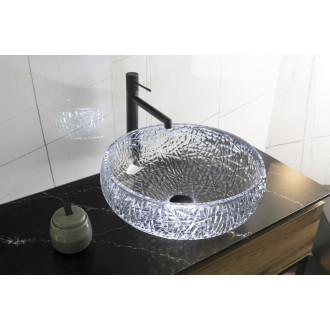 GAVIOTA skleněné gravírované umyvadlo na desku ? 42cm, černá TY306