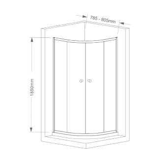 ARLETA čtvrtkruhová sprchová zástěna 800x800mm, čiré sklo HLS800Y