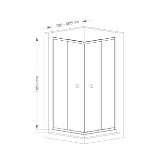 AGGA čtvercová sprchová zástěna 800x800mm, čiré sklo HLF808Y
