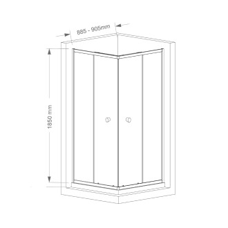 AGGA čtvercová sprchová zástěna 900x900mm, čiré sklo HLF909Y