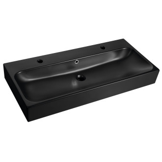 TORIDI keramické umyvadlo 101x46,5cm, 2 otvory pro baterii, černá mat TU0222B