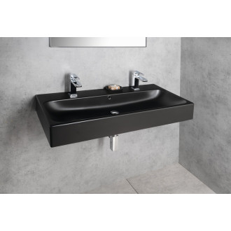 TORIDI keramické umyvadlo 101x46,5cm, 2 otvory pro baterii, černá mat TU0222B
